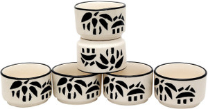 Stonish ceramic/handmade Dip in White colour with Chinese Pattern Stoneware Bowl Set