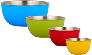 Lavi Cook & Serve Microwave Safe Stainless Steel, Plastic Bowl Set