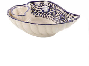 VarEesha Blue Ceramic Snacks Plate Ceramic Bowl Set