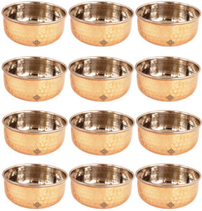 IndianArtVilla Serving Bowl Steel, Copper Bowl Set