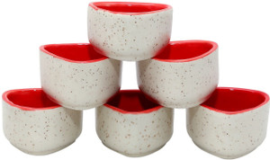 Stonish ceramic/handmade Dip in white and red colour Stoneware Bowl Set
