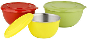 Winsky Multi-utility Pack Of 3 Stainless Steel, Plastic Bowl Set