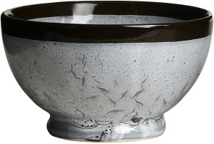 Caffeine Nut Serving Ceramic in Grey and Black Crackle (Set of 1) Stoneware Bowl