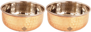IndianArtVilla Steel Copper Set of 2 Vegetable Serving Bowl Steel, Copper Bowl Set