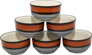 Stonish ceramic/handmade katori in grey colour with brown pattern Stoneware Bowl Set