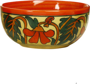caffeine Katori Soup With Spoon Ceramic in Glossy Orange Flower (Set of 1) Handmade Stoneware Bowl