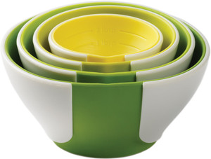 Chef'n Sleekstor Pinch & Pour prep Bowls-Tonal Silicone, Plastic Bowl Set