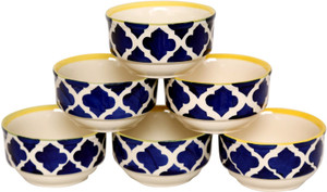 Stonish ceramic/handmade katori in blue colour with Umrao pattern Stoneware Bowl Set