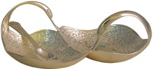 Craftghar Silver Spoon and Twin-Swan Brass Bowl