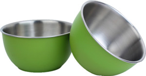 Homeish Plastic Coated - 15 Cms Stainless Steel Bowl Set