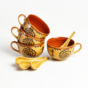Cultural Concepts Warli Bowl Ceramic, Stoneware Bowl Set