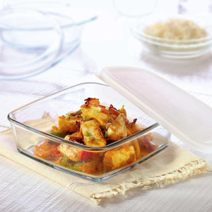 Borosil Square With Plastic Lid 1.6 Glass Bowl