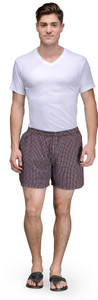 Being Fab Checkered Men's Maroon Boxer Shorts