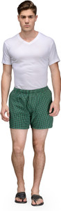 Being Fab Checkered Men's Green Boxer Shorts