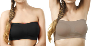 DealSeven Fashion Women's Tube Black, Grey Bra
