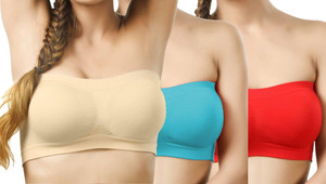 NewYorks Fashions Stretchable Perfect Women's Tube Beige, Blue, Red Bra
