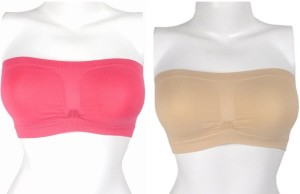 newyorks fashions women tube non padded bra(pink, beige) mas07