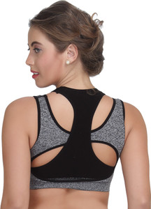 O'Womaniyah Girl's Sports, T-Shirt Grey, Black Bra