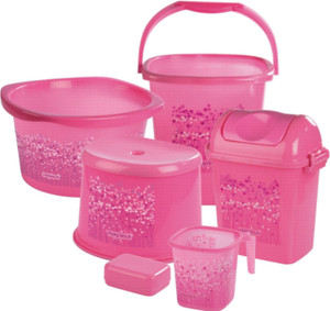 Nayasa Pink Bathroom Set 6 Pieces 25 L Plastic Bucket Best Nayasa Pink Bathroom Set 6 Pieces 25 L Plastic Bucket