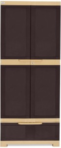nilkamal freedom fmdr 1b plastic free standing cabinet(finish color - weathered brown & biscuit)