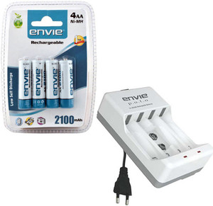 Envie Polo ECR-4 With 4xAA 2100 Ni-MH rechargeable Camera Battery Charger