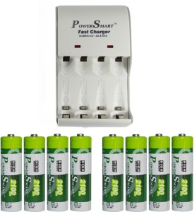 Power Smart Fast Charging Unit PS1002 Combo With 2 Set 2100 maHx4 AA Cells  Camera Battery Charger