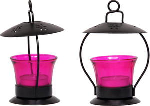 Sutra Decor Pink Votive Iron 1 - Cup Tealight Holder Set