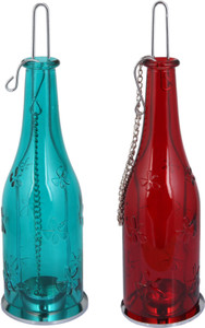 JaipurCrafts Combo Of Decorative Bottles Glass, Steel 2 - Cup Tealight Holder Set