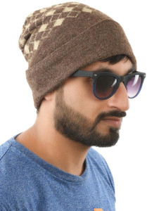 Tiekart Geometric Print Woollen Cap