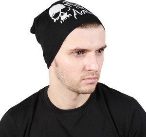 Noise Focus on Airking Black Beanie Printed Skull Cap