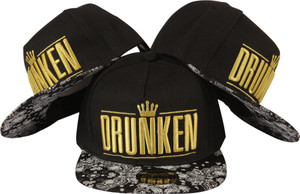 ILU Embroidered DRUNKEN, Crown, Logo, Snapback, Baseball, Hip-Hop Cap