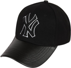 ILU Solid NY caps black cotton leather, Baseball, caps, Hip Hop Caps, men, women, girls, boys, Snapback, hiphop, Mesh, Trucker, Hats cotton caps Cap Cap