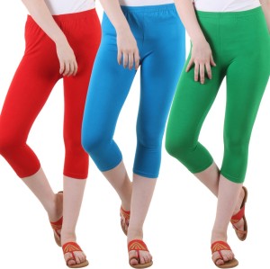 FASHA Women Multicolor Capri - Buy Light Blue, Red, Green FASHA