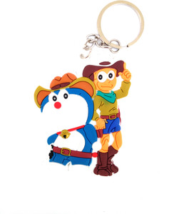 asa products nobita and doremon cowbouy locking key chain multicolor