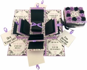 crack of dawn crafts 3 layered romantic explosion box - purple paris greeting card(purple, black, pack of 1)