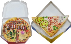 saugat traders unique pizza & sandwich theme birthday greeting card(multicolor, pack of 2) Happy Birthday