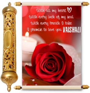 lolprint i love you vaishali 24k gold scroll greeting card(multicolor, pack of 1)