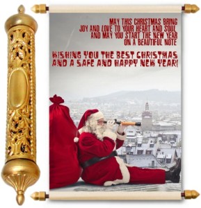 lolprint christmas & new year gold scroll greeting card(multicolor, pack of 1)