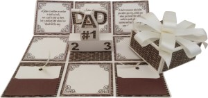 crack of dawn crafts fathers day handmade explosion gift box greeting card(whiteiibrown, pack of 1)