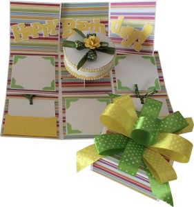 crack of dawn crafts birthday handmade explosion gift box - bright stripes greeting card(multicolor, pack of 1)