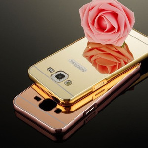 Krown Back Cover for Metal Bumper Plus Acrylic Mirror Back Cover Case For Samsung Galaxy J7