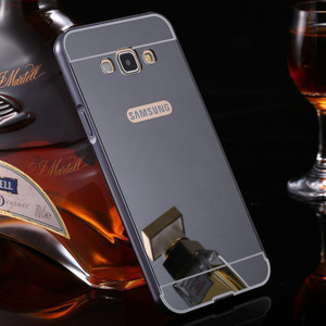 CrystaTech Back Cover for Luxury Air Aluminum Metal Bumper+ Mirror Back Case for Samsung Galaxy A7 Black - OLD (2015) modelBlack