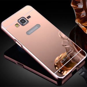 JKR Back Cover for JKR Mirror effect Acrylic Back with Metal Black Bumper Case Cover for Samsung Galaxy E5
