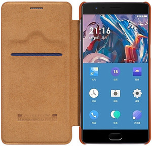 CrystaTech Flip Cover for Oneplus 3 Nillkin Qin Leather Flip