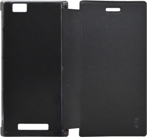 Coverage Flip Cover for Lava A76 Black, Artificial Leather, Plastic available at Flipkart for Rs.253
