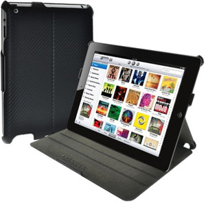 Amzer 90811 Shell Portfolio Case - Black Carbon Fibre Texture for Apple iPad 2