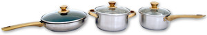 Uniqraft Gold Pack of 3 Casserole Set