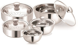 Nano Nine Meal Serve Insulated, Roti Saver Small & Mini(1150+800 ml) Gravy Pot Smal, Mini & Nano (1150 ml+850 ml+500 ml)- Gift Set No.4 Pack of 5 Casserole Set