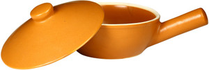 Caffeine Serving Sizzler Pan Ceramic in Brown Terracotta Round Lid (1 Pc) Casserole