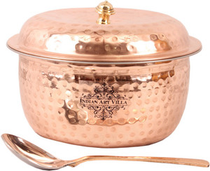 Indian Art Villa Copper Casserole with Spoon Pack of 2 Casserole Set